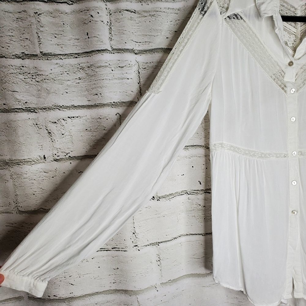 Free People Wild Wind white lace blouse small - Picture 3 of 10